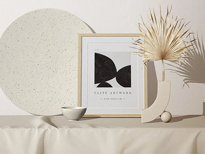 Frame Mockup With Dry Decorative Plant And Tableware graphicdesign