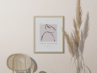Minimalistic Scene With Frame Mockup On The Wall And Dry Plant graphicdesign