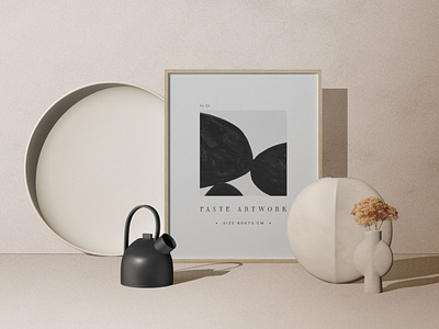 Frame Mockup On The Floor With Tableware graphicdesign