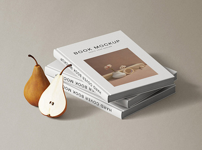 Book Mockups With Pears Isometric stationery mockups