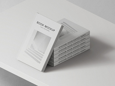 Hard Cover Book Mockups On Table Isometric