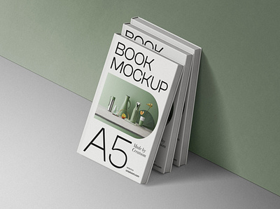 Hard Cover Book Mockups By The Wall Isometric stationery mockups