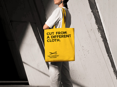The Garment Factory – Tote Bag black branding design factory garment logo scissors tote yellow