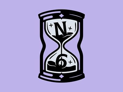 N6 Hourglass badge clock galaxy hourglass icon icon design iconography illustration illustrator letter lineart logo n6 pen tool star time