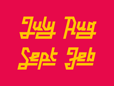 Months calendar geometric lettering months retro type typeface vintage
