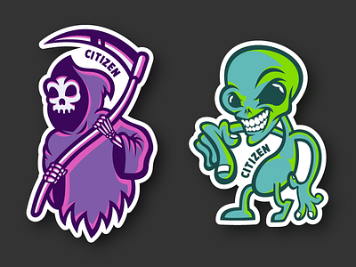 001 Reaper & 002 Alien alien citizen collect collectable monster reaper sticker stickers
