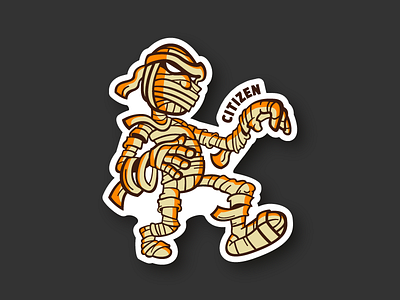004 Mummy citizen design logo monster mummy orange shading spooky sticker