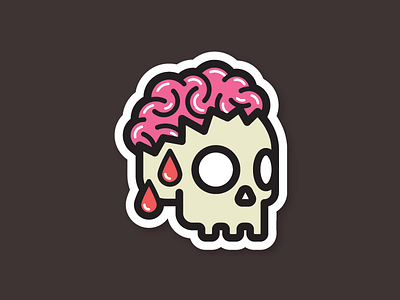 BRAINS!! blood brain halloween head mule skull spooky sticker stickermule zombie