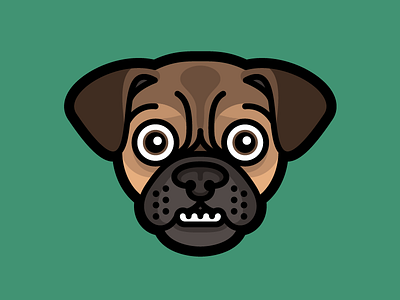 Underbite Logo dog face icon logo mark nose pug puggle puppy teeth underbite
