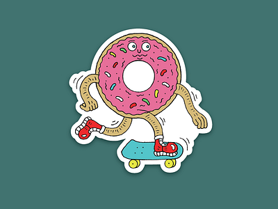 Skate Donut Sticker donut food frosted frosting pink rebound shoes skate skateboard sneaker sprinkle