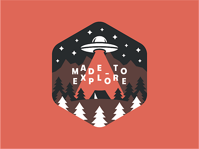 Made_To Explore abduct alien badge camping icon logo mountain ship space star tent tree