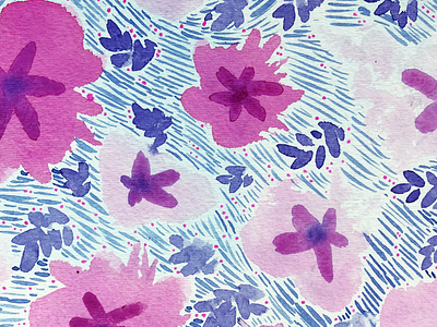 Pink Floral Organic Watercolor Pattern