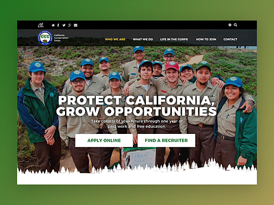 California Conservation Corps Homepage banner california conservation corpse forest hero mask masking photoshop trail transparent background ui wordpress