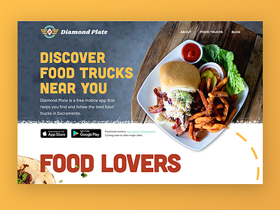 Diamond Plate New Homepage Design adobe xd android app california cut out food food truck homepage ios location app location based sacramento shadow startup ux