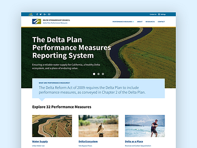 Delta Stewardship Performance Measures california data visualization data viz drupal homepage mockup performance measures uidesign uxdesign visual design