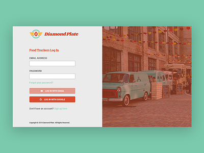 Diamond Plate - Admin Login Screen admin app diamond plate food truck food truck app login mobile mobile app sacramento ui user interface user interface design visual design