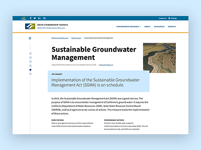 Delta Stewardship Council - Performance Measure Page data visualization data viz delta design performance measure ui user interface visual design water web web design website