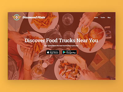 Diamond Plate - Hero Design app design diamond plate food food truck hero homepage mobile app sacramento ui user interface visual design