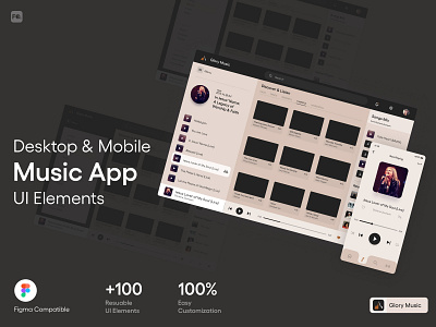 Glory Music UI Kit buy design desktop interaction mobile music player song ui unique ux web