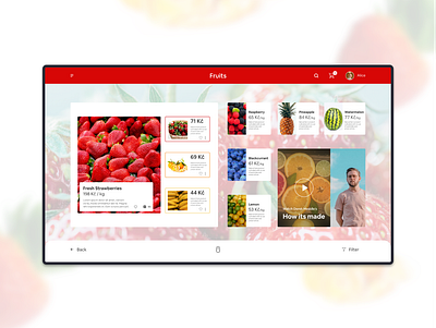 Fruits app cart design fruit interaction design sale strawberry ui ux web