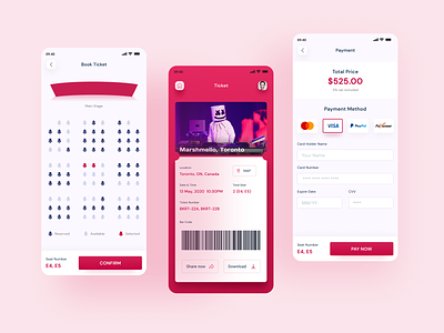 Event ticket booking App concept