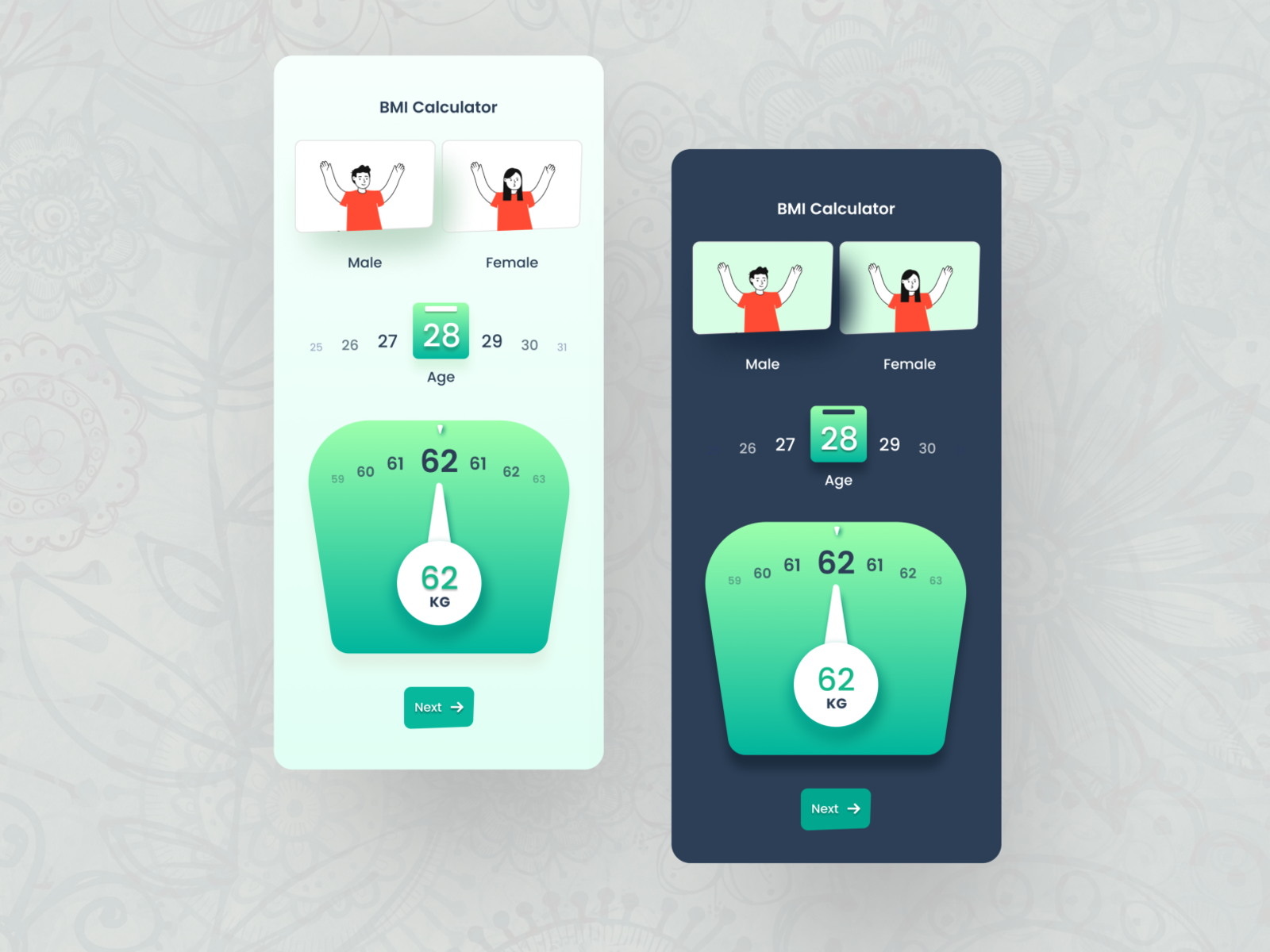 BMI Calculator Concept app design concept bmi body mass index calculator app creative app design flat height illustration mobile application new app design trendy design typography ux vector weight measure calculator weights