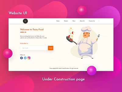 Under Construction Page UI Design coming soon page cooking food ui food website ui design popular website ui under construction under construction web page ui website concept