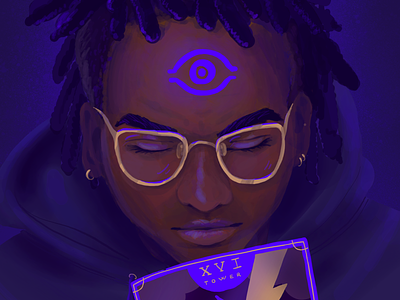 Malachi Jones characters illustration painting procreate purple realistic painting spooky tarot the tower