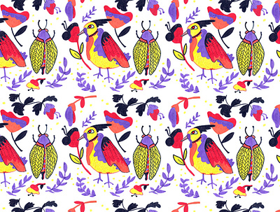 Pattern 2019 bird diseño flower hellojopo pattern spring