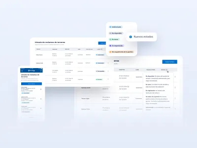 Listados y estados para la gestión de reclamos de terceros design list ui uiux ux web