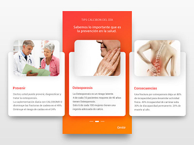 Mi Calcibon App app cards design healthy mobile app news orange pharmaceutical slider ui uidesign uiux ux uxdesign welcome screen