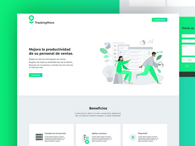 Landing Page for TrackingMove app design green humans landing move tracking ui uiux ux web