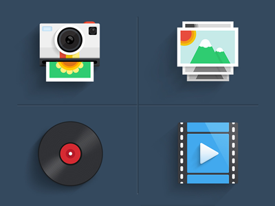 Mobile Theme camera flat icon music picture shadow theme ui video