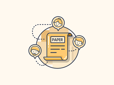 Paper icon app card color flat hot icon illustration outline paper people