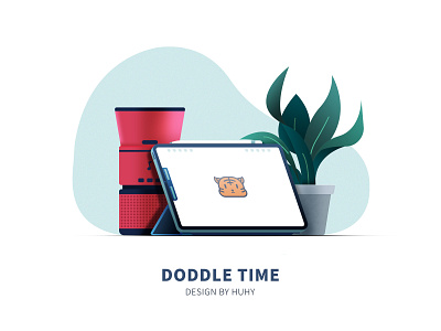 Doodle Time design doodle doodling draw drawing illustration ipad ipad pro ipadproart plant speaker