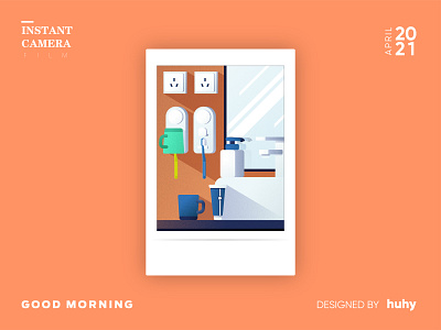 Good Morning! bathroom cup design illustration mirror mug plug sink soap teeth toothbrush toothpaste