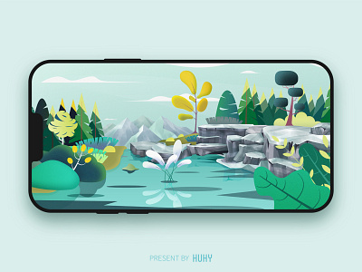 Streamlet brook design illustration iphone iphone12max landscape model nature river ui water