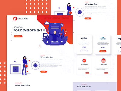 Web Development Company Landing Home Page adobe xd agency clean creative home page illustration interface landing page layout trendy typography ui ui design undraw uplabs ux vector web design webdesign website