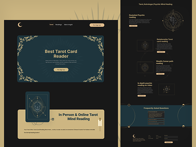Tarot Card Landing Page Design branding card clean design figma illustration landing page logo portfolio profile tarot tips tricks ui ux vector website