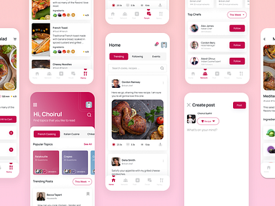 Chefs Social Media platform app design branding cooking design portfolio social media ui uiux ux