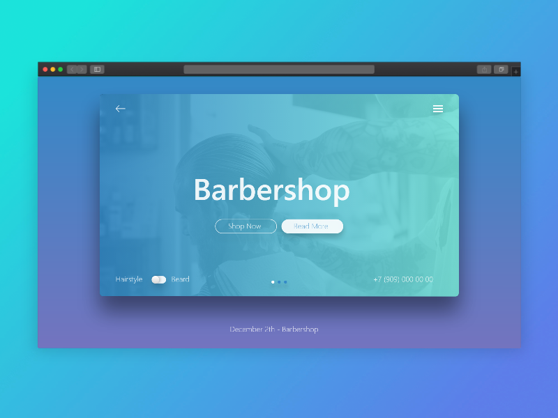 Barber Landing Page Design typography hero area ux clean flat fiverr branding design adobe xd service ui web saloon uiux uidesign landing page gradient hairstyle barbershop barber
