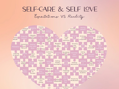 Self-care & Self-love: Expectations VS Reality designinspiration digitalart illustration inspiration procreate selfcare selflove typography