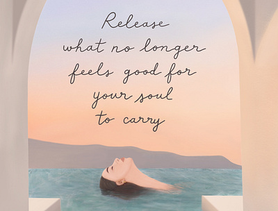 Release what no longer feels good for your soul to carry carry heavy illustration inspiration let go ocean release selfcare soul sunset view weight