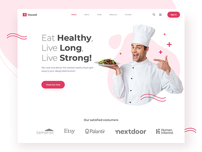Healthy Food Catering Landing Page breakfast cards chef cook delivery dinner dish faq food healthy food landing page lunch pasta red restaurant shopping cart testimonial ui design ux design vegetable
