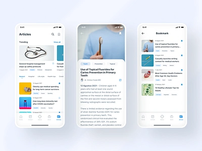 Medical Consultation App - Articles article browse consultation covid doctor editorial heal health hospital magazine medical medicine mobile news overlap read search sick trend ui