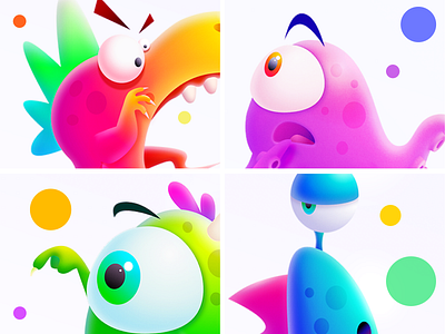 kwai Family cartoon character colorful eyes monster octopus
