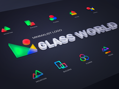 GLASS WORLD ICON 3d branding frosted glass icon logo 插图