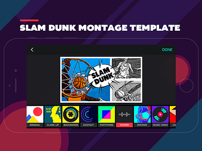 Slam Dunk basketball cartoon illustration montage music poster sport template ue ui video