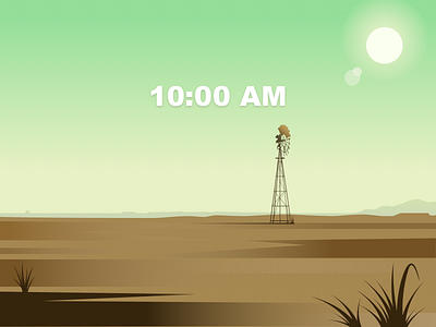 Western 10:00AM landscape 插图 海报 设计