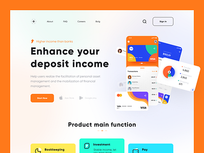 Financial App landing page